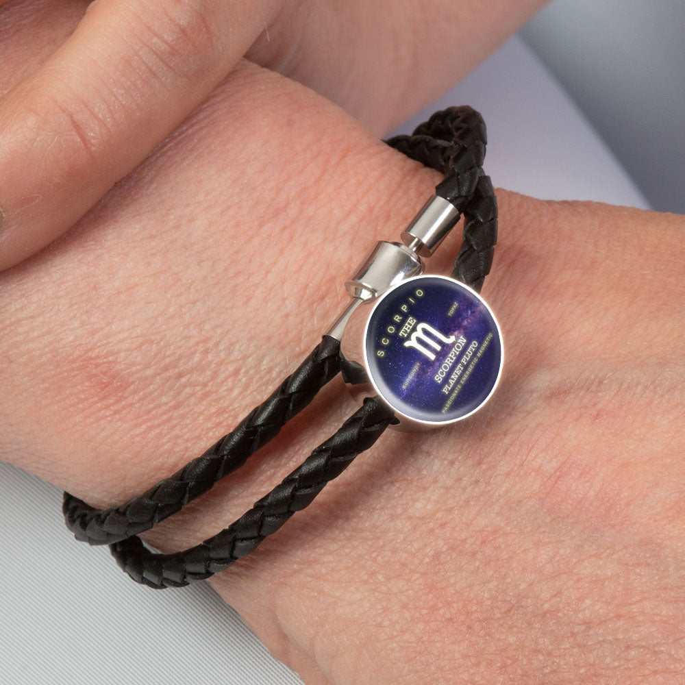 Scorpio Zodiac Round Leather Bracelet