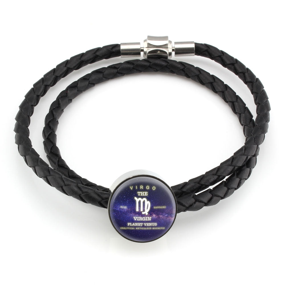 Virgo Zodiac Round Leather Bracelet