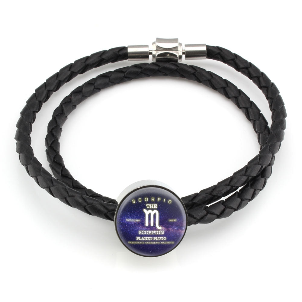 Scorpio Zodiac Round Leather Bracelet