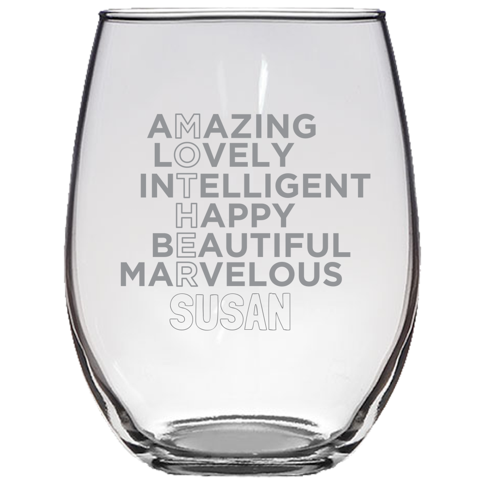 Mother Amazing Lovely Intelligent (Personalized) - Stemless Wine Glass