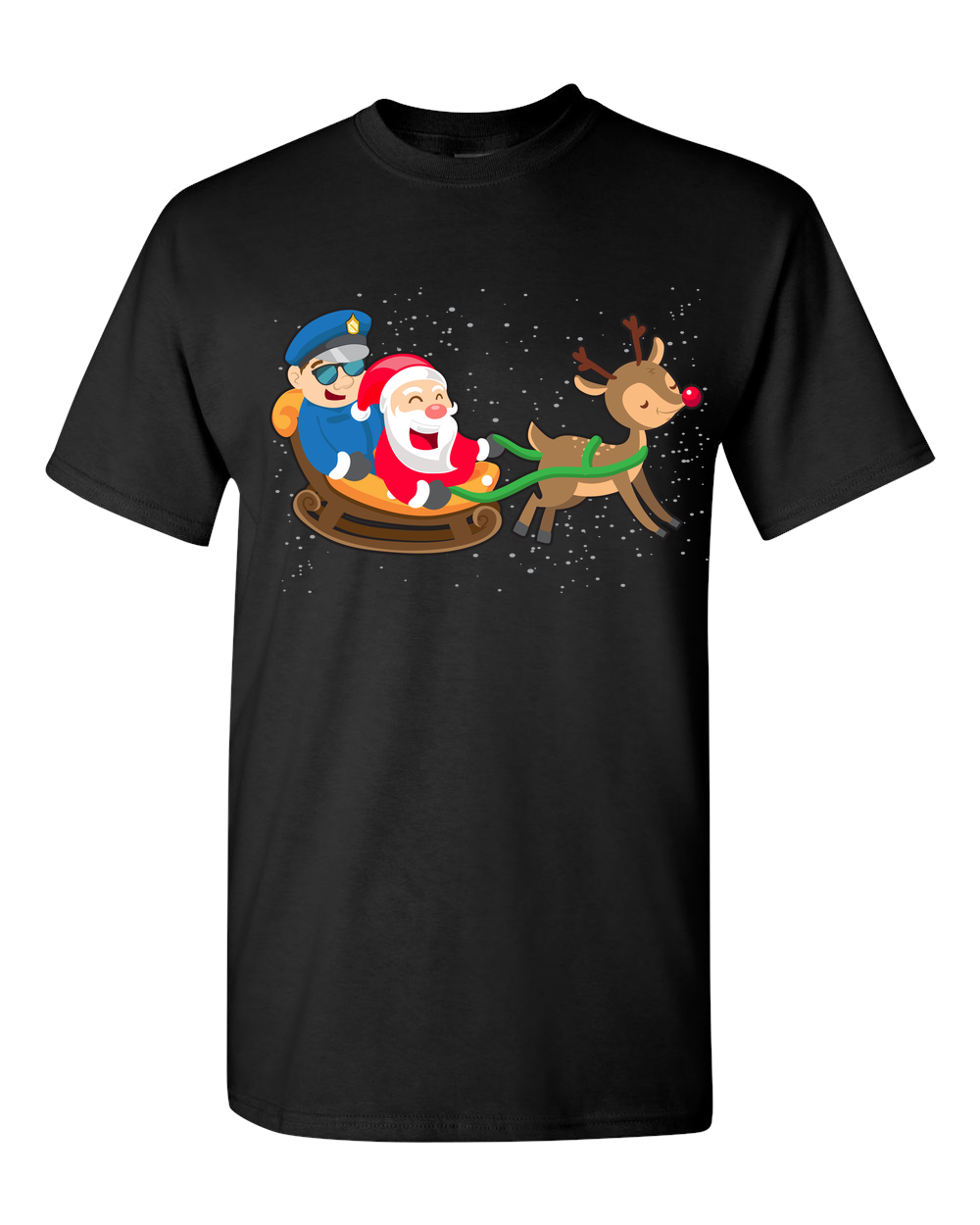 Police Guarding Santa Sleigh Adult Unisex T-Shirt