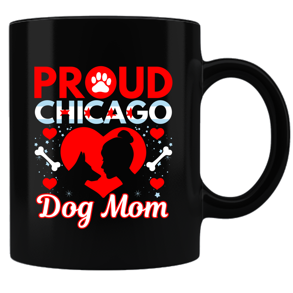 Proud Chicago Dog Mom - Coffee Mug - Black