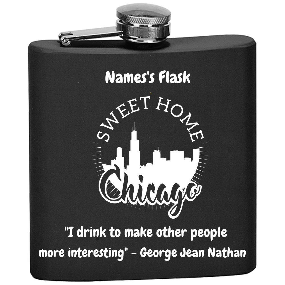 Sweet Home Chicago Personalized Flask  Laser Etched
