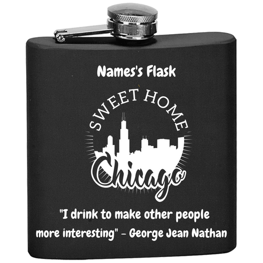 Sweet Home Chicago Personalized Flask  Laser Etched