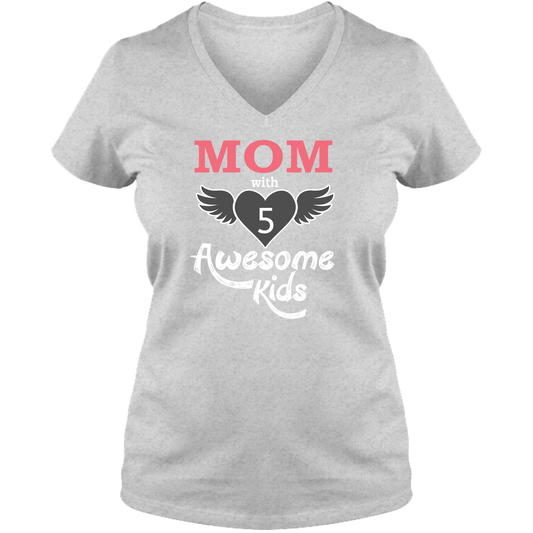 Mom With Awesome Kids - Dark - Ladies V Neck Tee