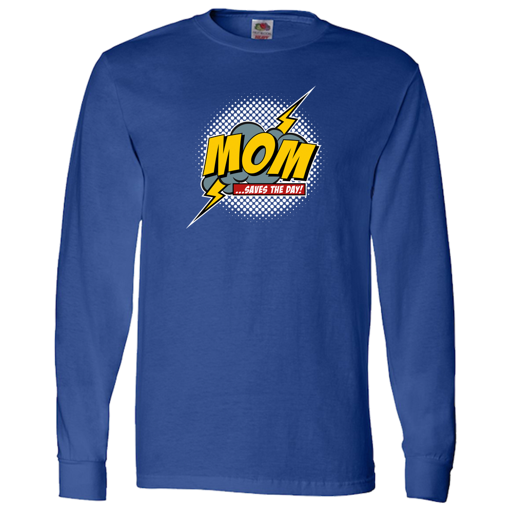 Mom Saves The Day Adult Long Sleeve Tee - Dark
