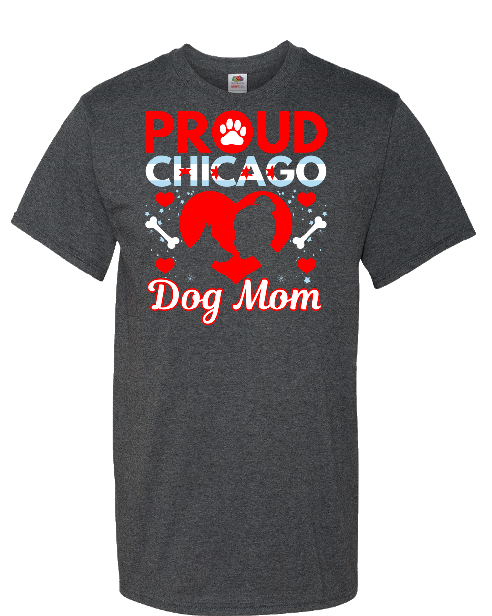 Proud Chicago Dog Mom - Dark - Adult Unisex T-Shirt