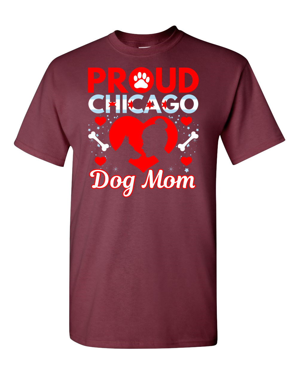 Proud Chicago Dog Mom - Dark - Adult Unisex T-Shirt