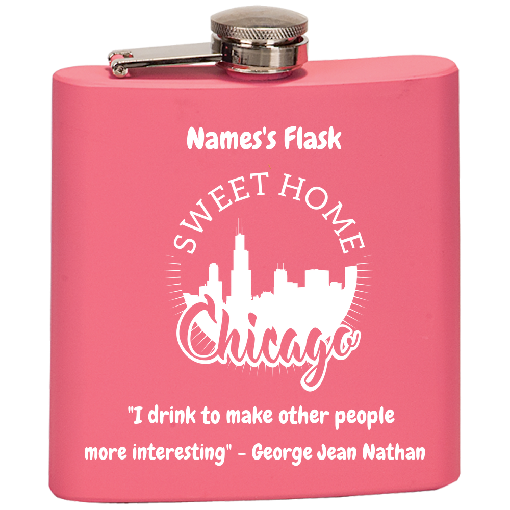 Sweet Home Chicago Personalized Flask  Laser Etched