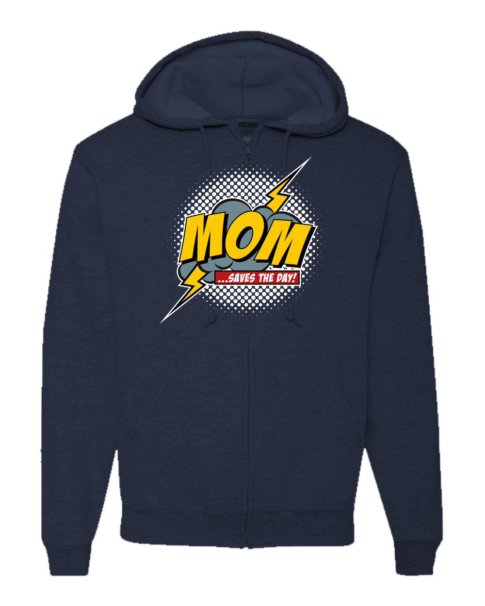 Mom Saves The Day Adult Zipper Hoodie - Dark