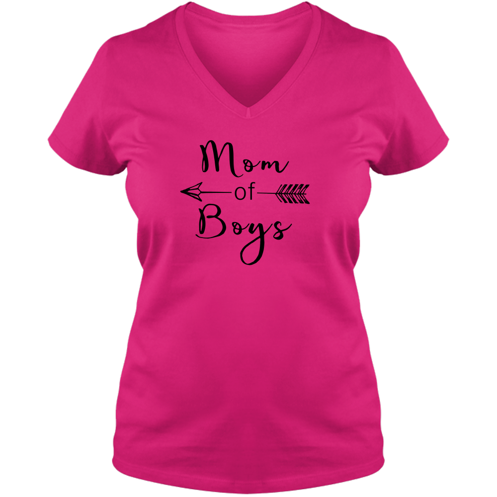 Mom Of Boys Light - Ladies V Neck Tee