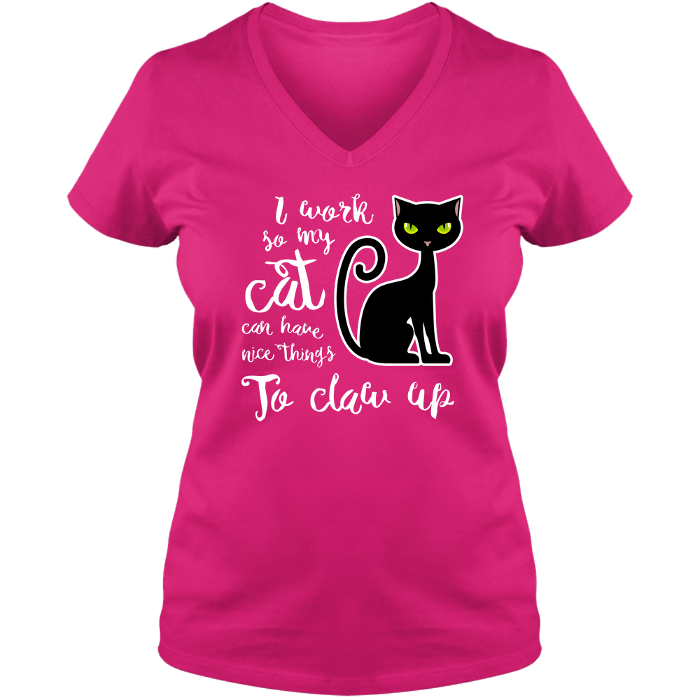 I Work - Ladies V Neck Tee