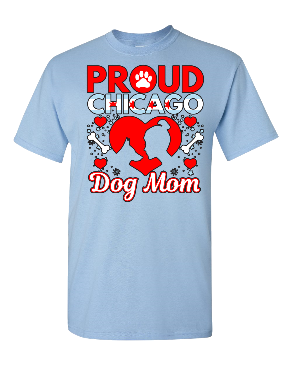 Proud Chicago Dog Mom - Light - Adult Unisex T-Shirt