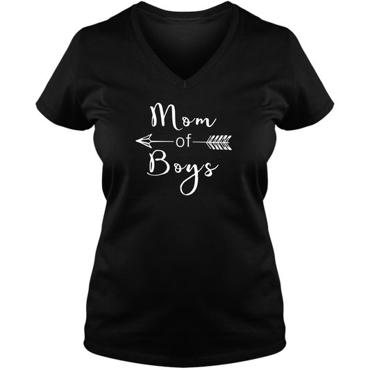 Mom Of Boys Dark - Ladies V Neck Tee