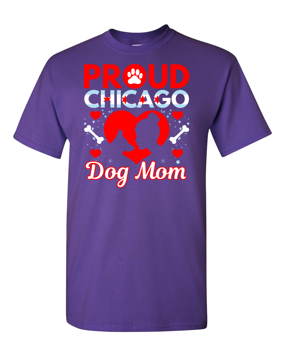 Proud Chicago Dog Mom - Dark - Adult Unisex T-Shirt
