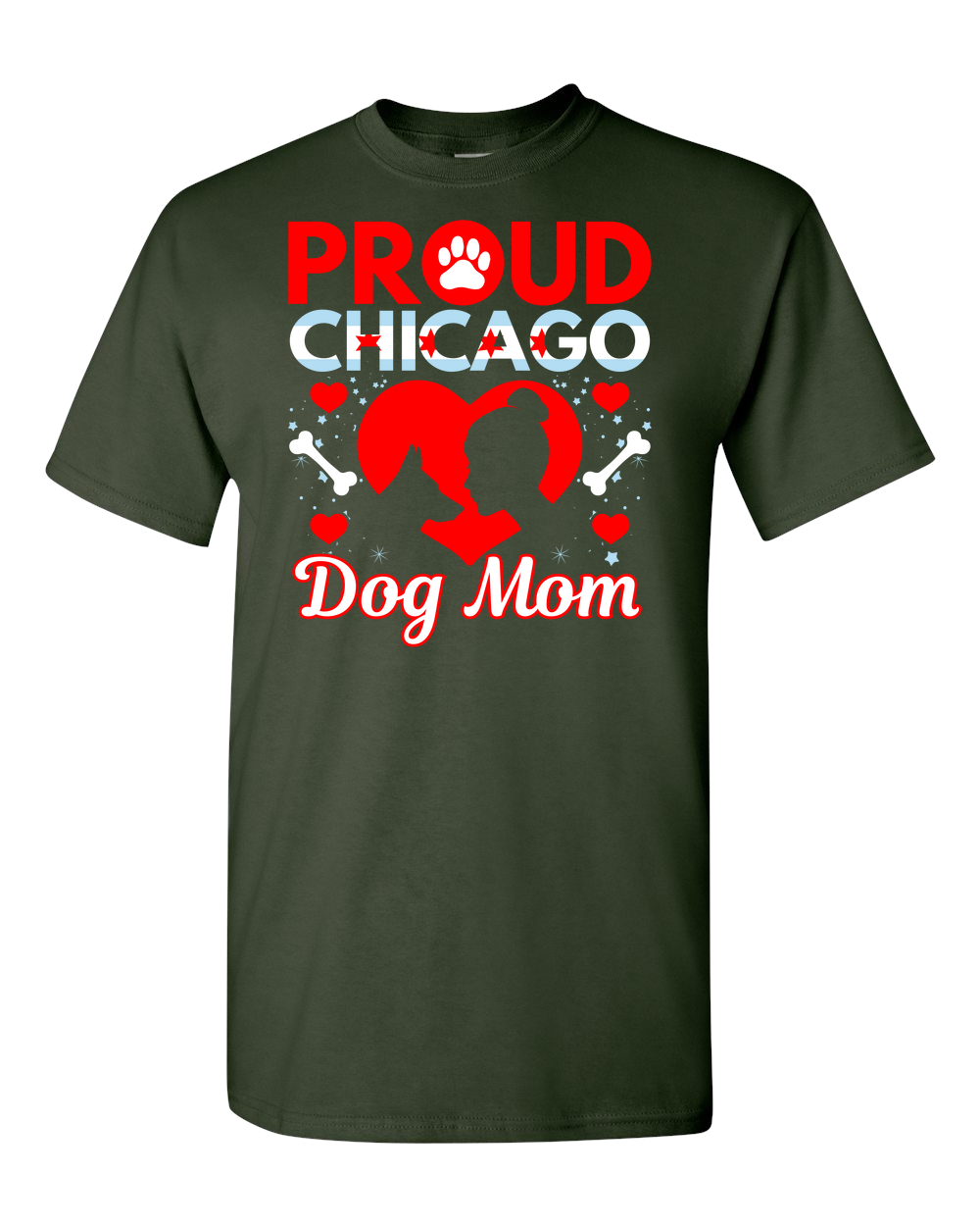 Proud Chicago Dog Mom - Dark - Adult Unisex T-Shirt