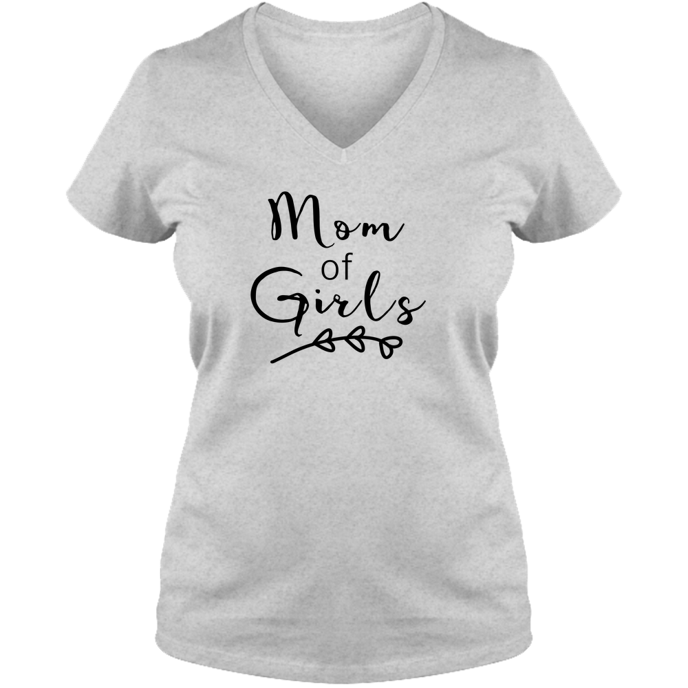 Mom Of Girls Light - Ladies V Neck Tee