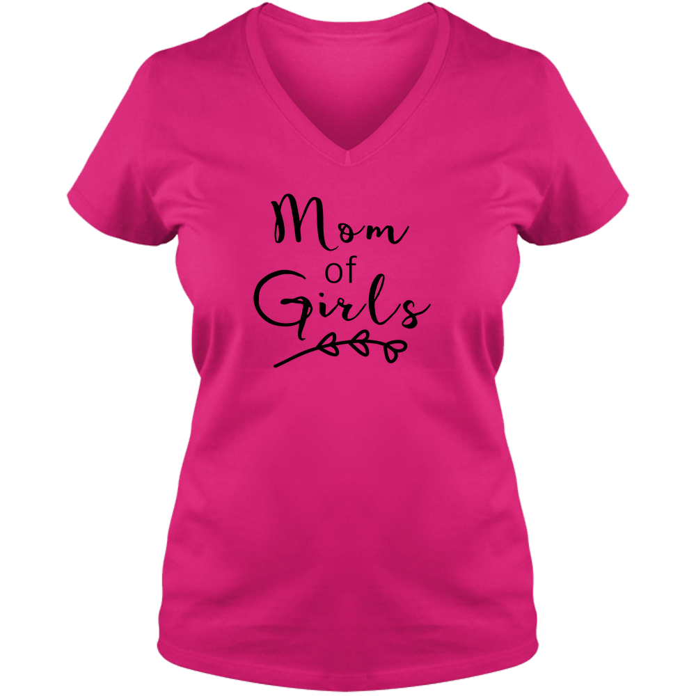 Mom Of Girls Light - Ladies V Neck Tee