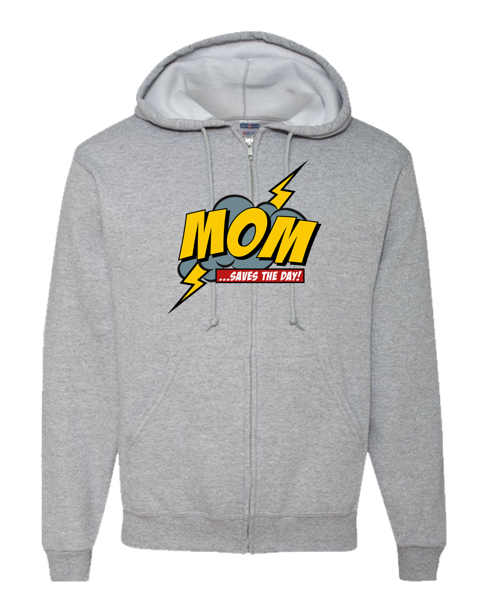 Mom Saves The Day Adult Zipper Hoodie - Light