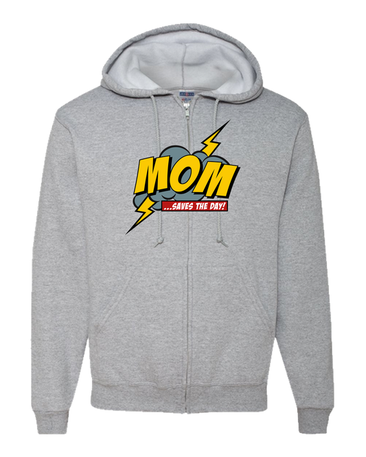 Mom Saves The Day Adult Zipper Hoodie - Light