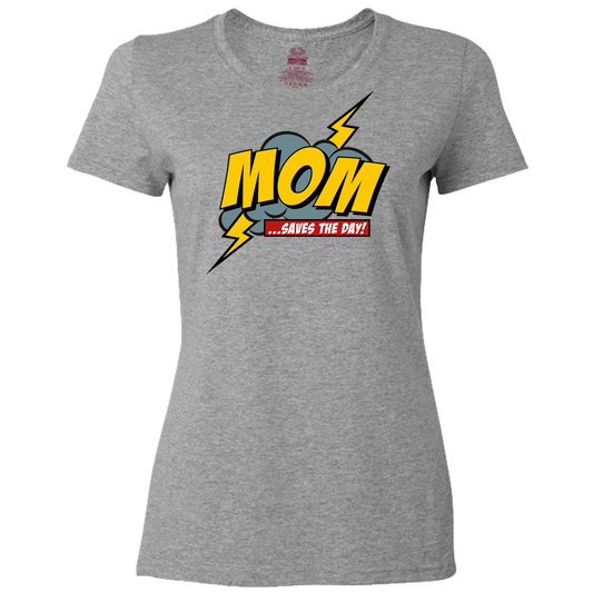 Mom Saves The Day Ladies Classic Tees - Light