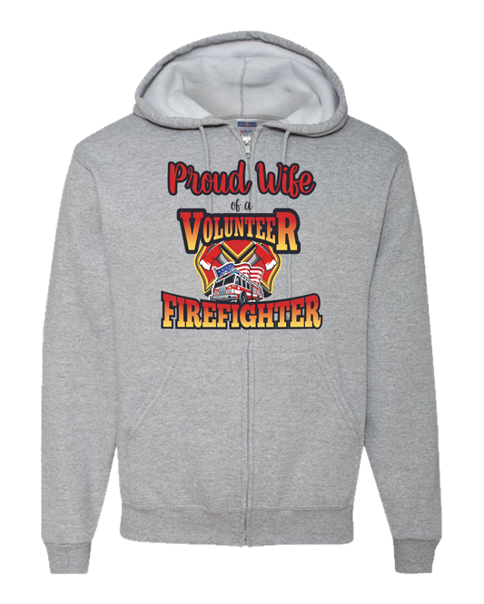 Volunteer Firefighter Wife - Adult Zipper Hoodie