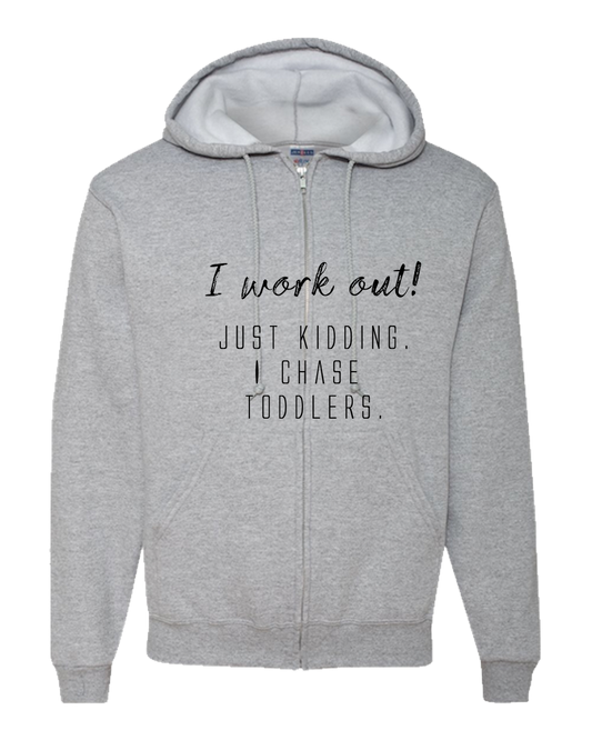 I work out! Light -Adult Zipper Hoodie