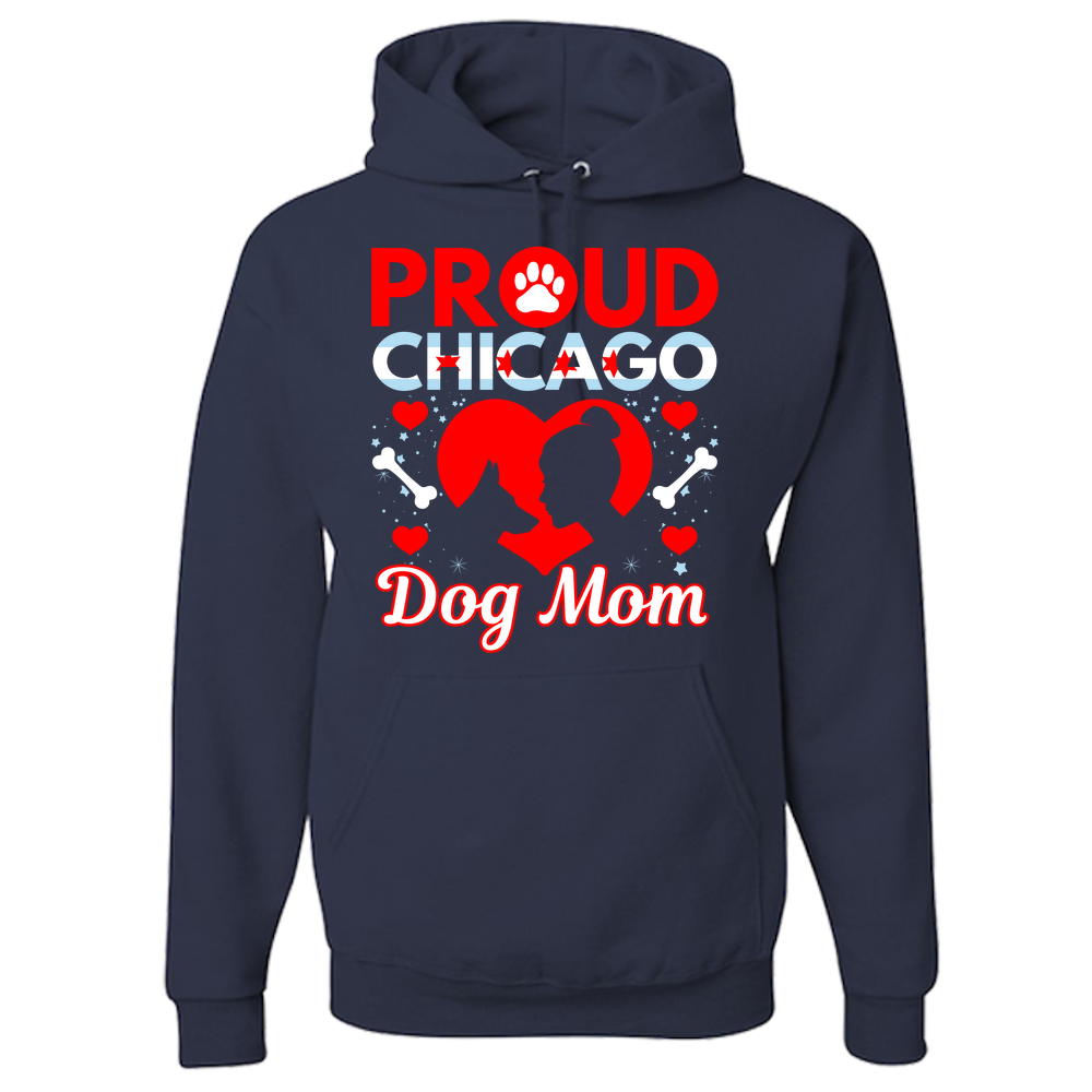Proud Chicago Dog Mom - Dark - Adult Hoodie