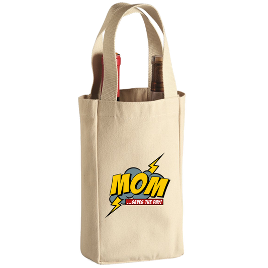 Mom Saves The Day Wine Tote Bag - 2 Bottle