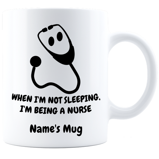 Nursing or Sleeping Personalized Coffee Mug - White