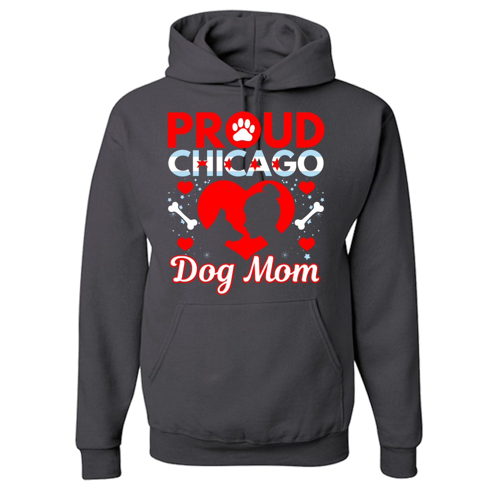 Proud Chicago Dog Mom - Dark - Adult Hoodie