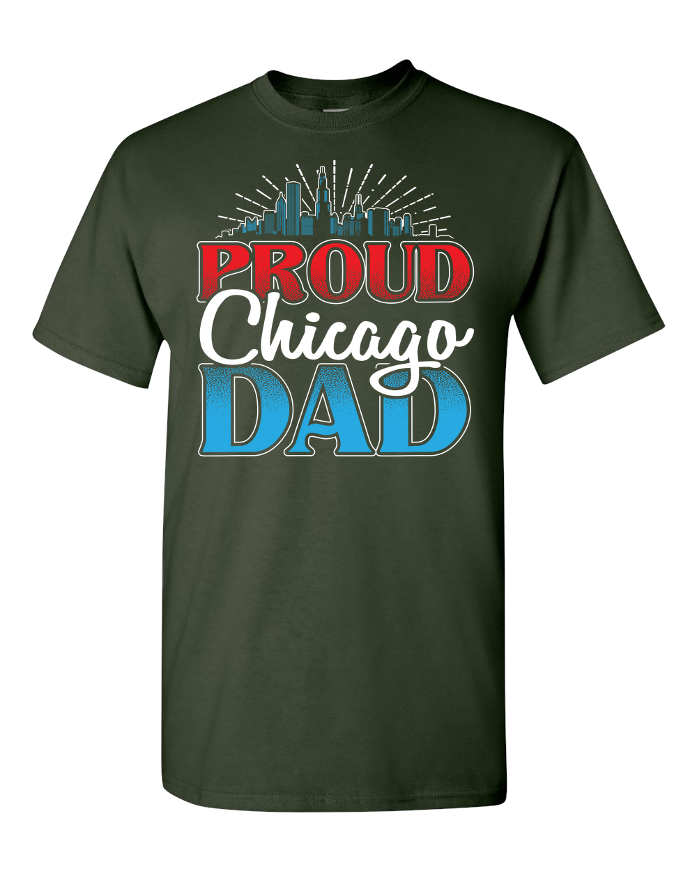 Proud Chicago Dad - Dark - Adult Unisex T-Shirt