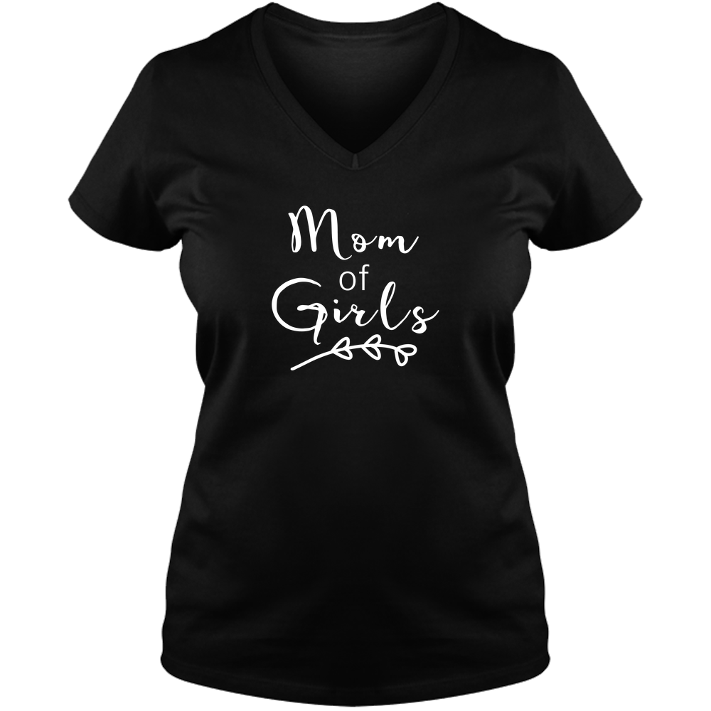 Mom Of Girls Dark - Ladies V Neck Tee