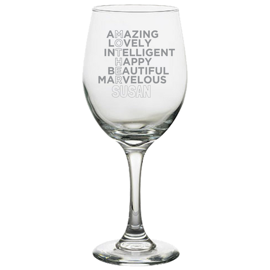 Mother Amazing Lovely Intelligent (Personalized) - White Wine Glass