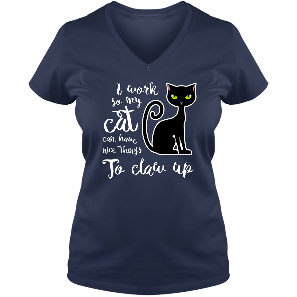 I Work - Ladies V Neck Tee