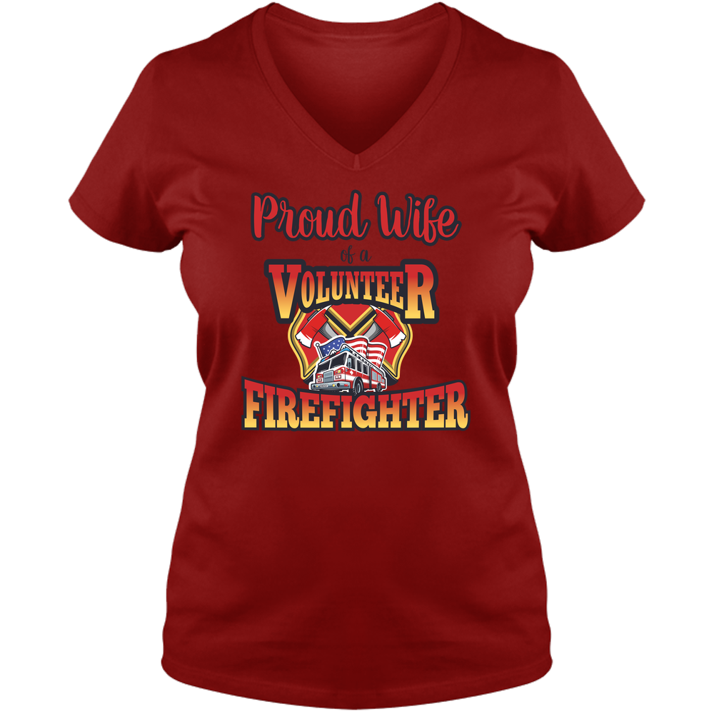 Volunteer Firefighter Wife - Ladies V Neck Tee