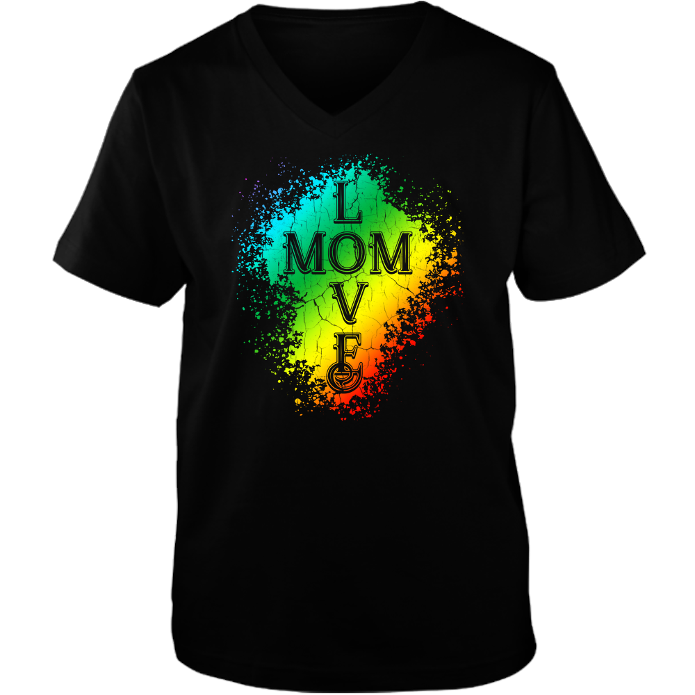 Mom Love Adult Unisex Vneck Tee - Dark