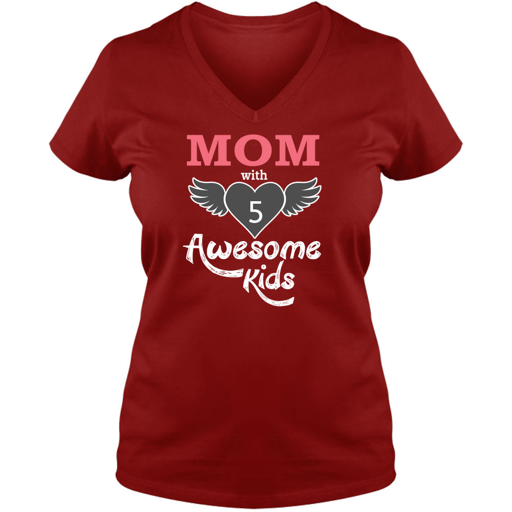 Mom With Awesome Kids - Dark - Ladies V Neck Tee
