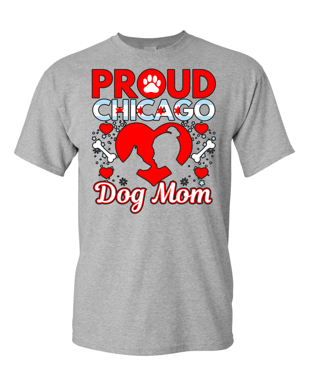 Proud Chicago Dog Mom - Light - Adult Unisex T-Shirt