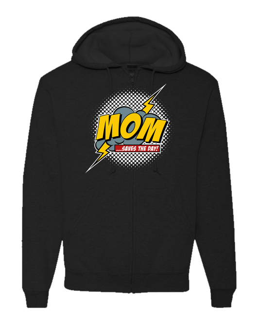 Mom Saves The Day Adult Zipper Hoodie - Dark