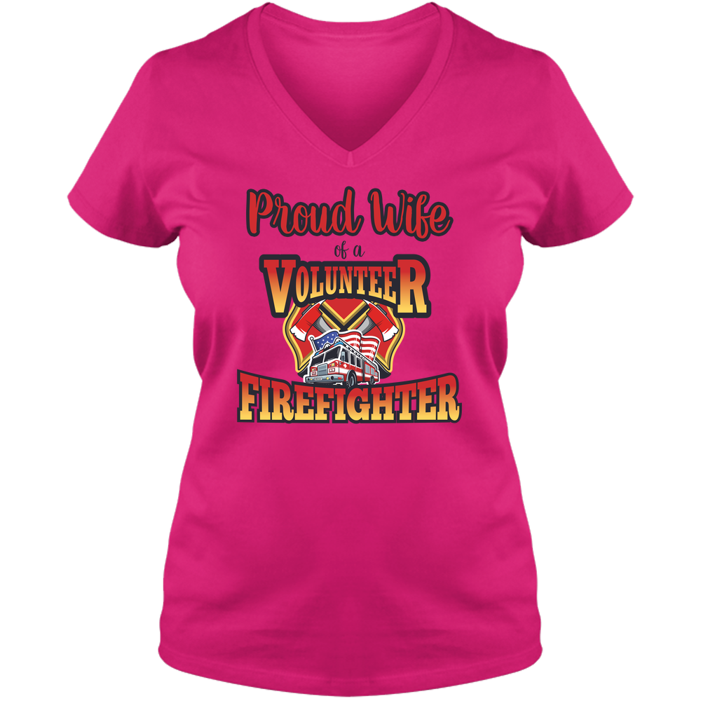 Volunteer Firefighter Wife - Ladies V Neck Tee