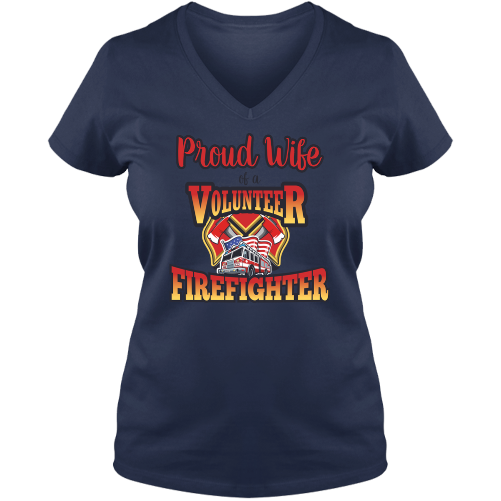 Volunteer Firefighter Wife - Ladies V Neck Tee