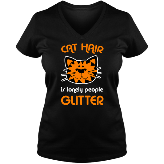 Lonely People Glitter - Ladies V Neck Tee