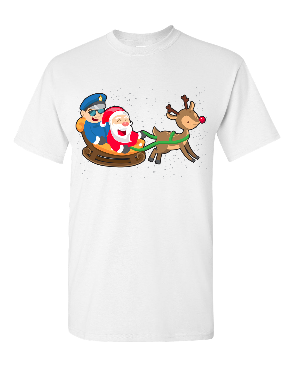 Police Guarding Santa Sleigh Adult Unisex T-Shirt