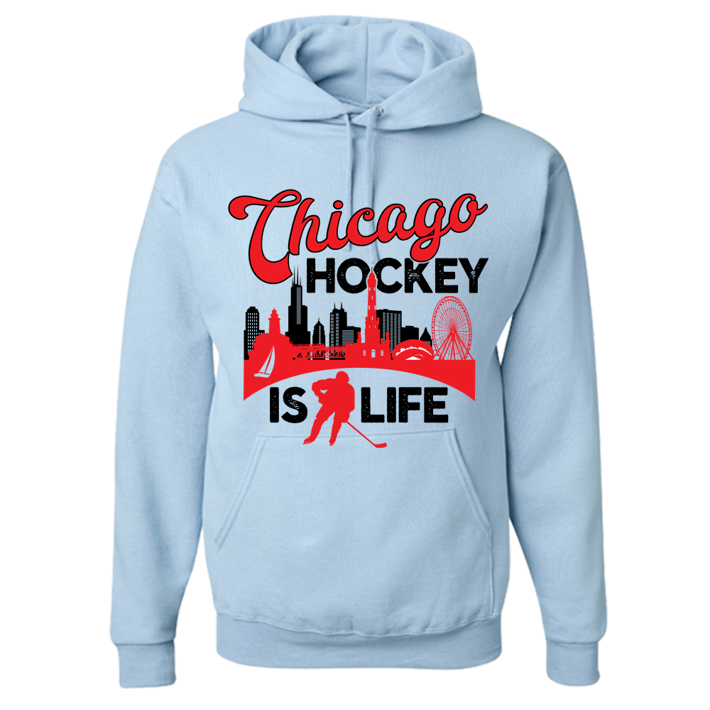 Chicago Hockey is Life Adult Hoodie