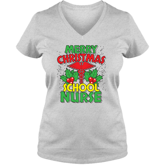Merry Christmas School Nurse - Ladies V Neck Tee