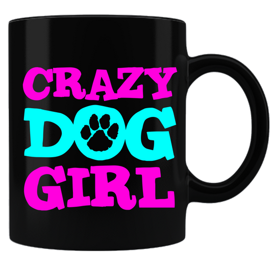 Crazy Dog Girl Coffee Mug - Black