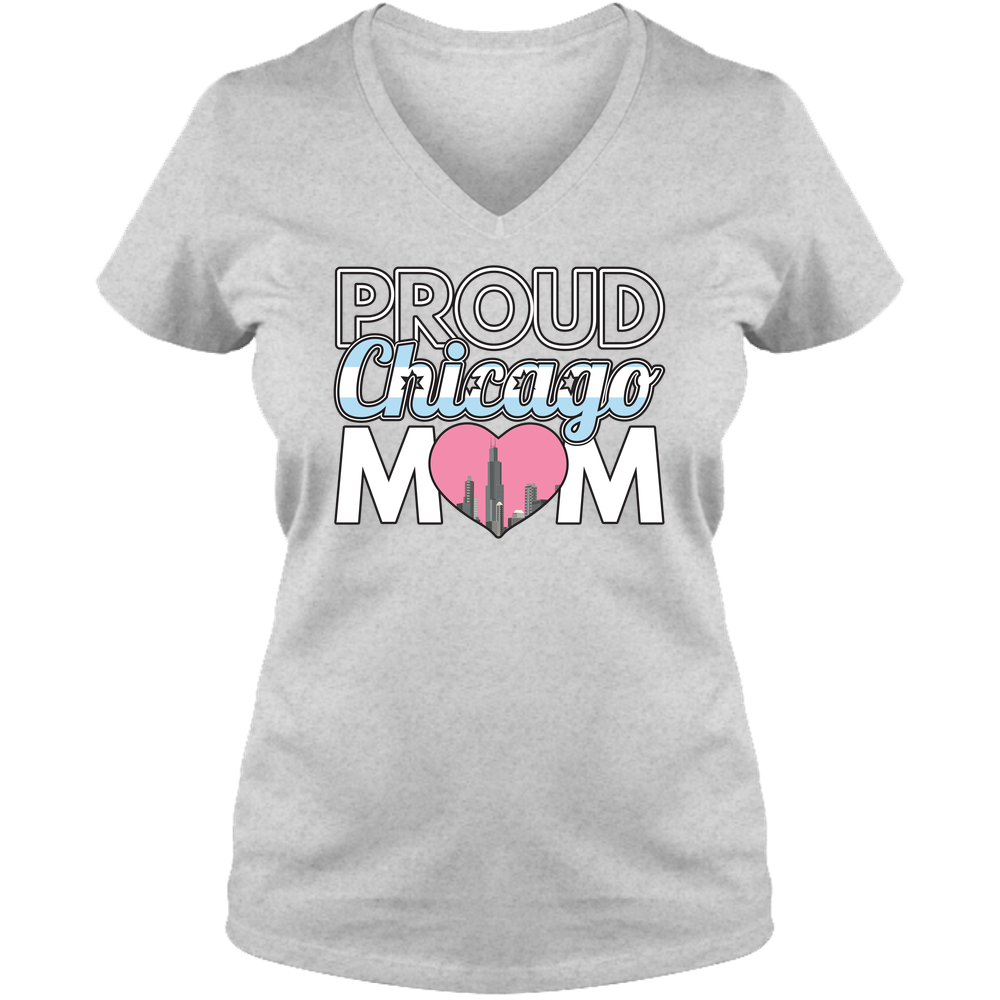 Proud Chicago Mom - Light - Ladies V Neck Tee