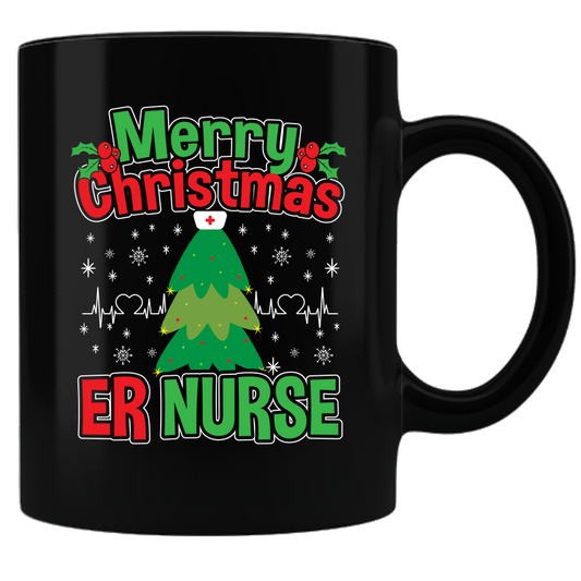 Merry Christmas ER Nurse - Coffee Mug - Black