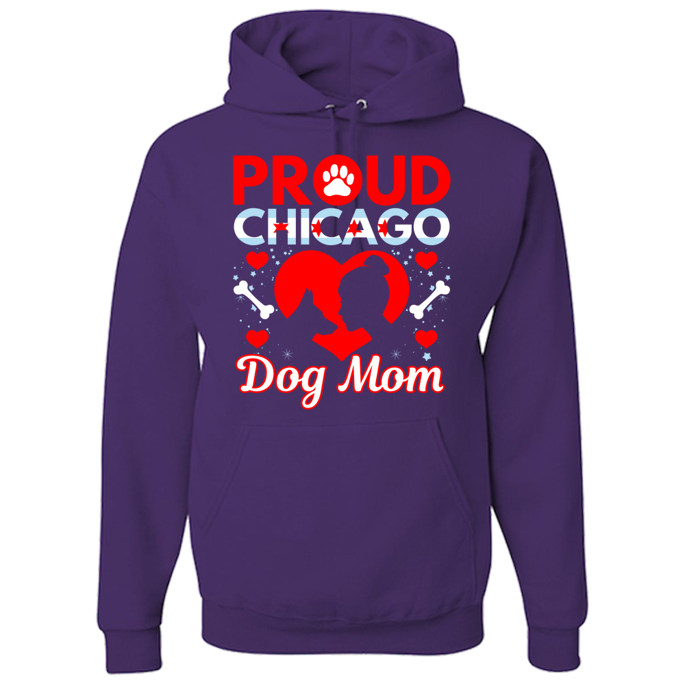 Proud Chicago Dog Mom - Dark - Adult Hoodie
